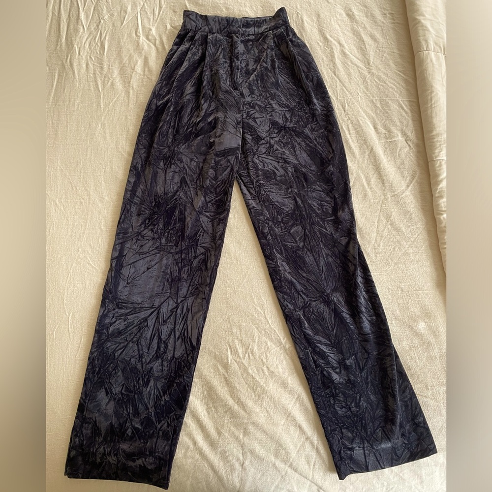 Black velvet trousers
